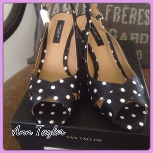 New - Ann Taylor polka dot sling back